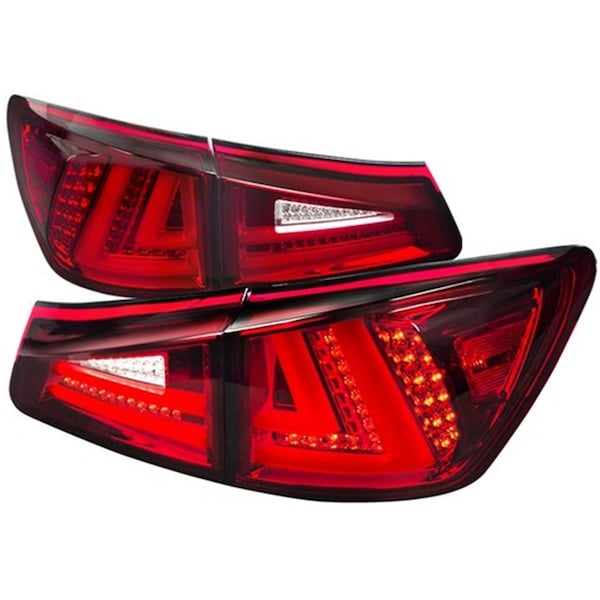 Overtime LED Tail Lights for 06 to 08 Lexus IS250, Red & Clear - 8 x 18 x 29 in. OV2654297 - main